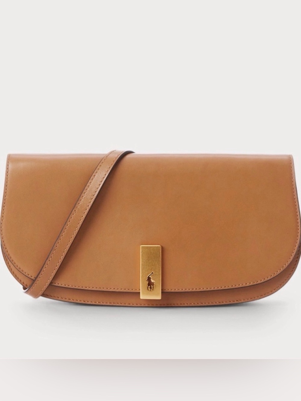 Polo Ralph Lauren Tan calfskin Leather Shoulder ID Bag